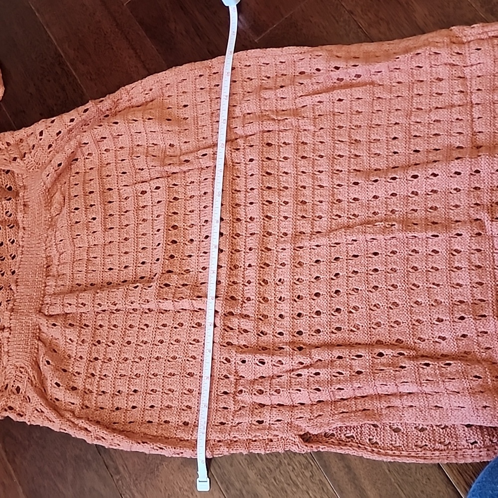 Crochet Center Ring Halter Coverup Dress, Sepia. Large - Picture 10 of 13